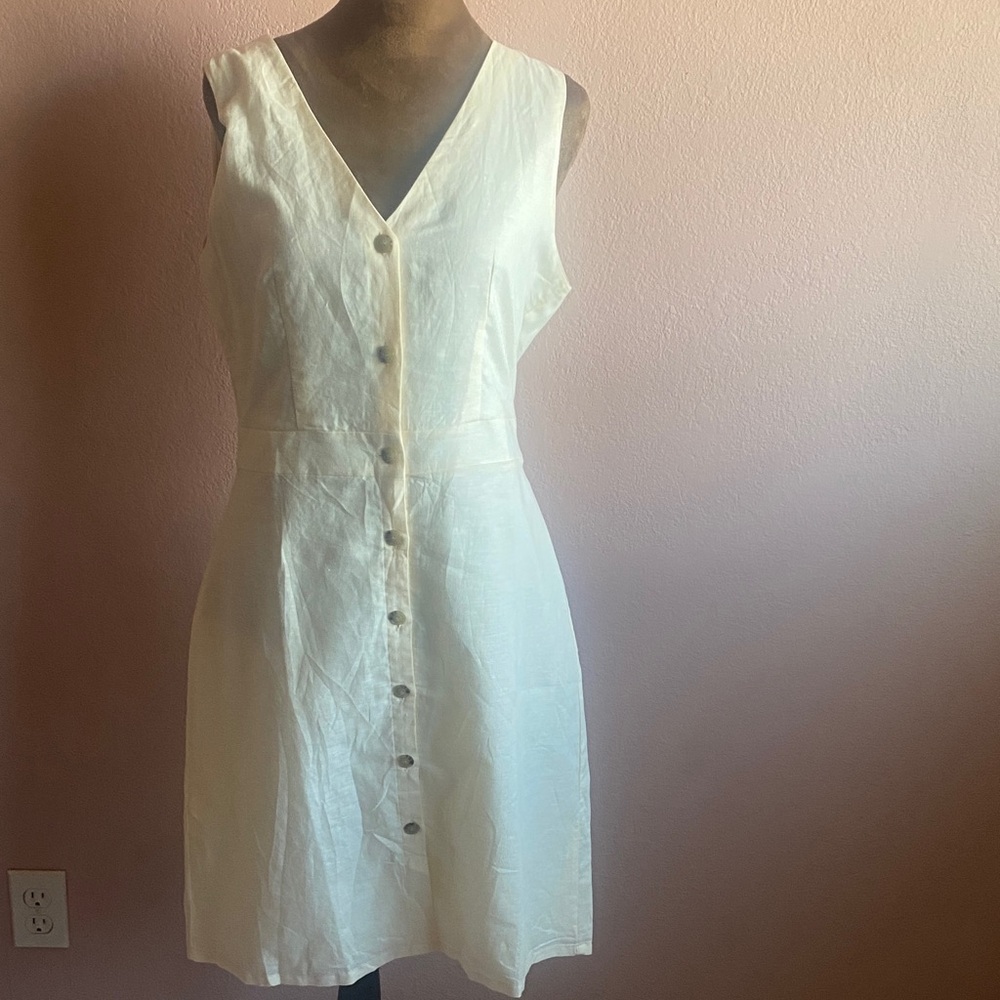 J. CREW Cream Button-Front Mini Dress